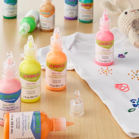 6 Packs: 20 ct. (120 total) Scribbles® Shiny Rainbow 3D Fabric Paint